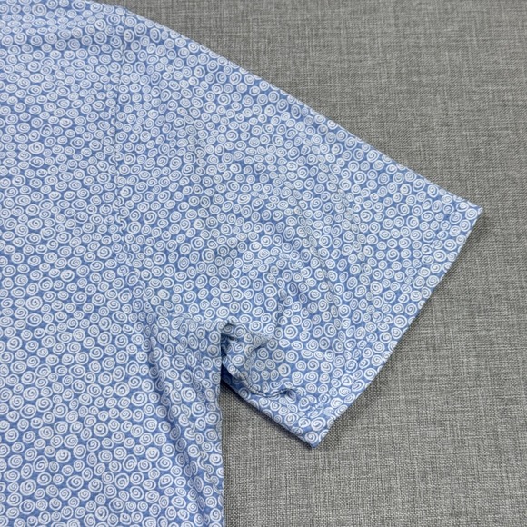 B. Draddy Sport Polo Shirt Mens Medium Blue Geometric Nylon Spandex Collared - Picture 7 of 13